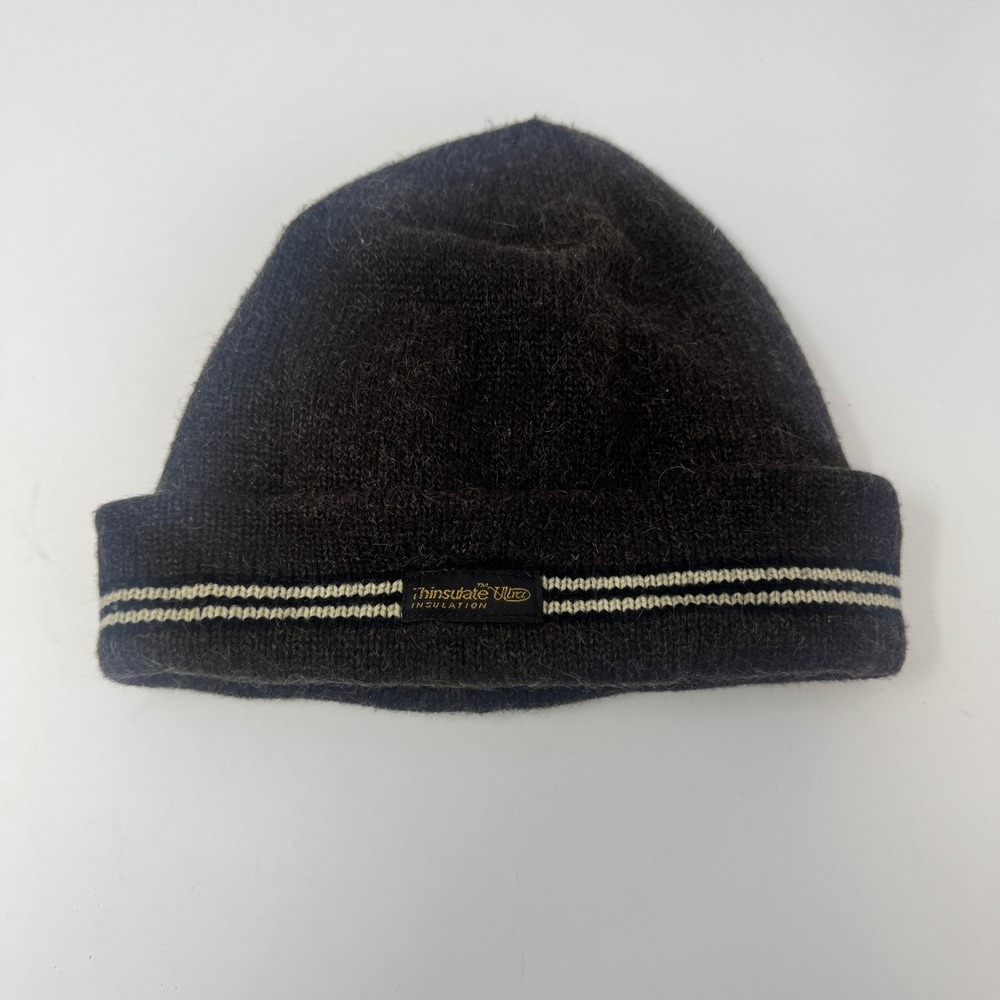 VTG Thinsulate Ultra Insulated Beanie Hat Mens OSFA Black Preowned Cuffed Winter